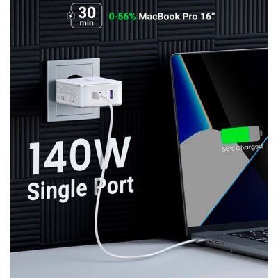   Ugreen 3xUSB 140W GaN (2USB-C+USB-A) CD289 with C to C Cable 1.5  White (15339) -  3