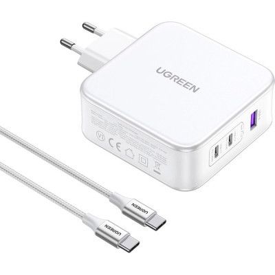   Ugreen 3xUSB 140W GaN (2USB-C+USB-A) CD289 with C to C Cable 1.5  White (15339) -  1