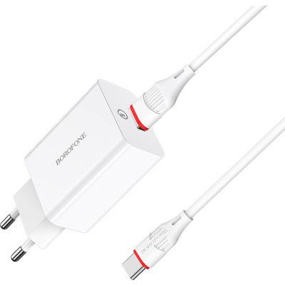   BOROFONE BA21A Long journey single port QC3.0 charger set (Type-C) White (BA21ACW) -  2