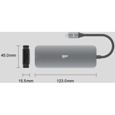  Silicon Power USB-C 8-in-1 SR30 Silver Aluminum (SPU3C08DOCSR300G) -  6