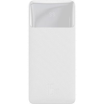   Baseus Bipow 30000mAh, 15W, USB-C/3A, 2*USB-A/3A(max.), +cable, white (PPBD050202) -  1