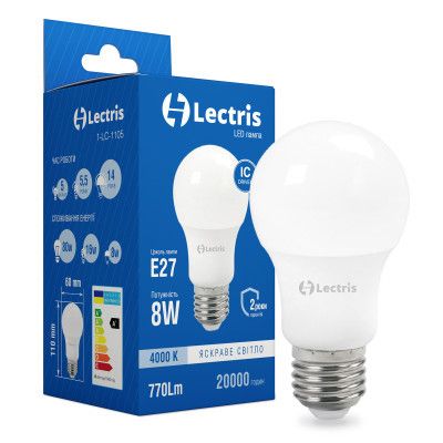  Lectris A60 8W 4000K 220V E27 (1-LC-1105) -  1