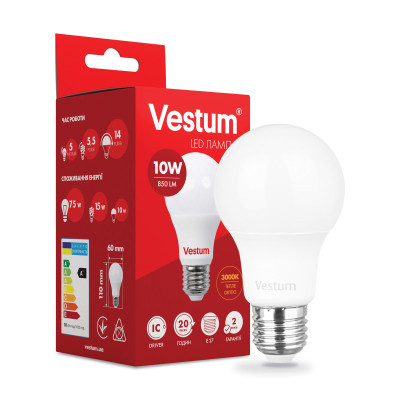  Vestum A60 10W 3000K 220V E27 (1-VS-1106) -  1