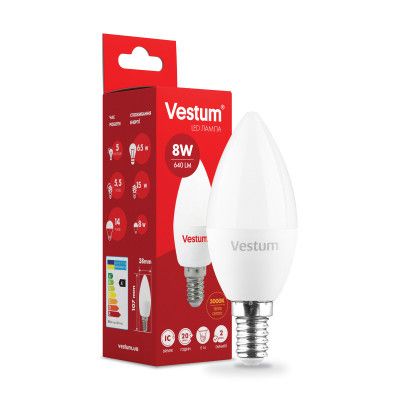  Vestum 37 8W 3000K 220V E14 (1-VS-1312) -  1