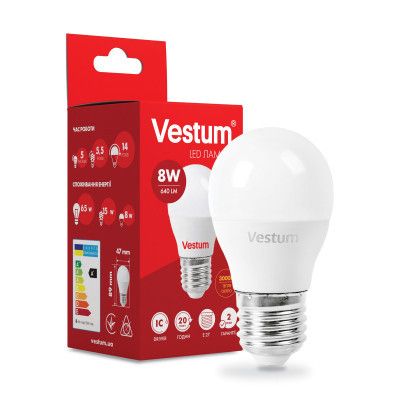  Vestum G45 8W 3000K 220V E27 (1-VS-1210) -  1