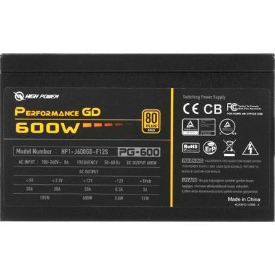   HighPower 600W (HP1-J600GD-F12S) -  6