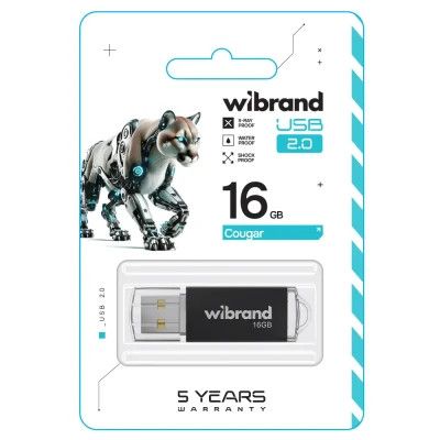 USB Flash Drive 16Gb Wibrand Cougar Black (WI2.0/CU16P1B) -  2