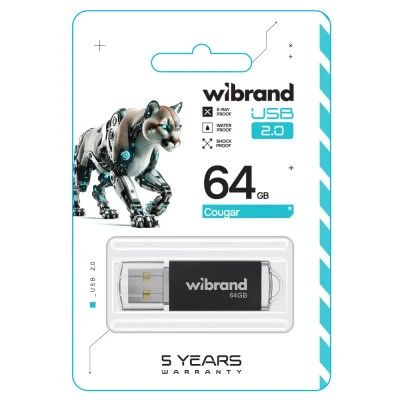 USB Flash Drive 64Gb Wibrand Cougar Black (WI2.0/CU64P1B) -  2