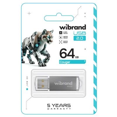 USB Flash Drive 64Gb Wibrand Cougar Silver (WI2.0/CU64P1S) -  2