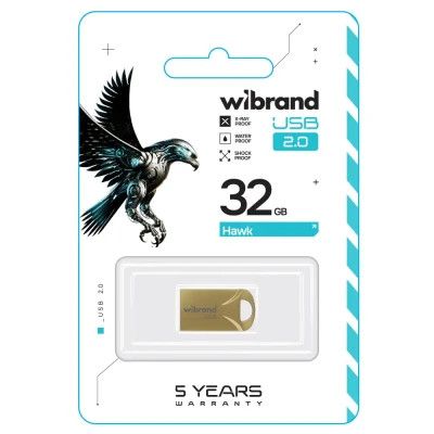 USB Flash Drive 32Gb Wibrand Hawk, Gold (WI2.0/HA32M1G) -  2