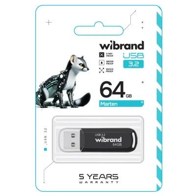 USB 3.2 Flash Drive 64Gb Wibrand Gen1 Marten Black (WI3.2/MA64P10B) -  2