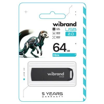 USB Flash Drive 64Gb Wibrand Mink Black (WI2.0/MI64P4B) -  2