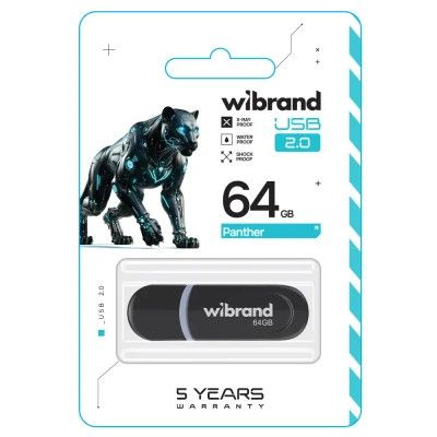 USB Flash Drive 64Gb Wibrand Panther Black (WI2.0/PA64P2B) -  2