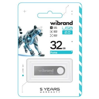 USB Flash Drive 32Gb Wibrand Puma, Silver (WI2.0/PU32U1S) -  2