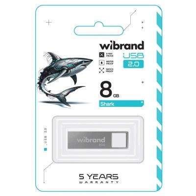 USB Flash Drive 8Gb Wibrand Shark Silver (WI2.0/SH8U4S) -  2