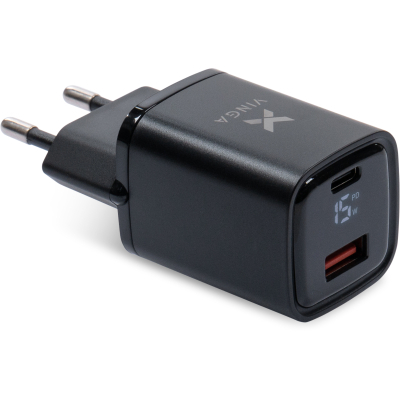   Vinga USB-C PD30W + USB-A QC30W Display 33W Max (VCR30ACDB) -  1