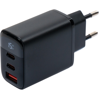   Vinga 2xUSB-C PD30W + USB-A QC30W Display 30W Max (VCR30ACCDB) -  2