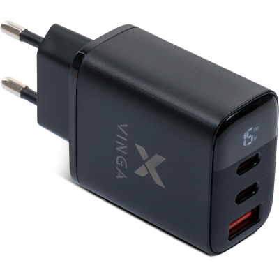   Vinga 2xUSB-C PD30W + USB-A QC30W Display 30W Max (VCR30ACCDB) -  1