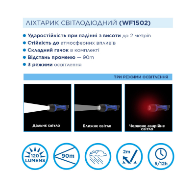  Westinghouse 3W LED WF1502 + 4 x AAA LR03 (WF1502-4LR03TB) -  3