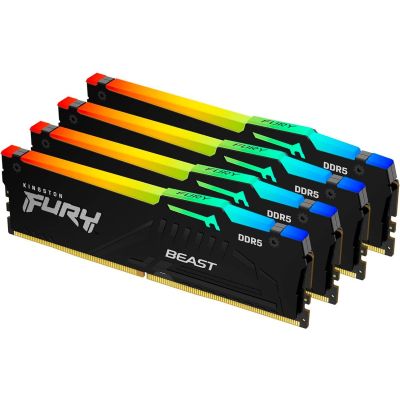  '  ' DDR5 128GB (4x32GB) 5600 MHz Beast RGB XMP Kingston Fury (ex.HyperX) (KF556C40BBAK4-128) -  2