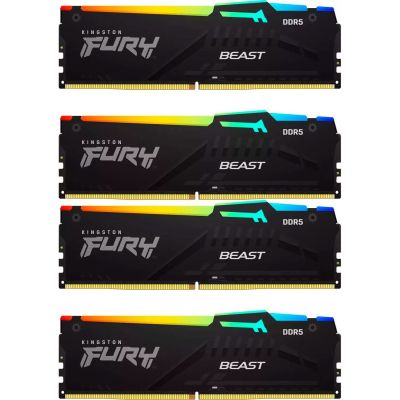  '  ' DDR5 128GB (4x32GB) 5600 MHz Beast RGB XMP Kingston Fury (ex.HyperX) (KF556C40BBAK4-128) -  1