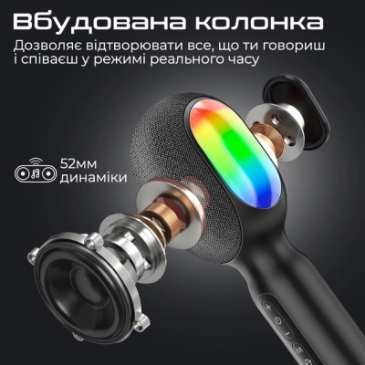  Promate VocalMic Bluetooth 2 x AUX LED Black (vocalmic.black) -  2