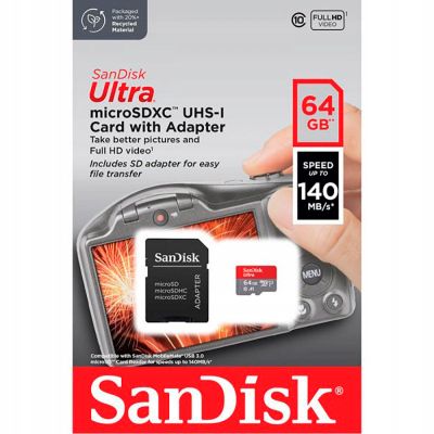  '  ' SanDisk 64GB microSD Class 10 A1 R-140 (SDSQUAB-064G-GN6IA) -  4