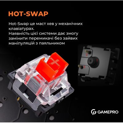  GamePro MK130R Hot-Swap Red Swich RGB USB UA Black (MK130R) -  7