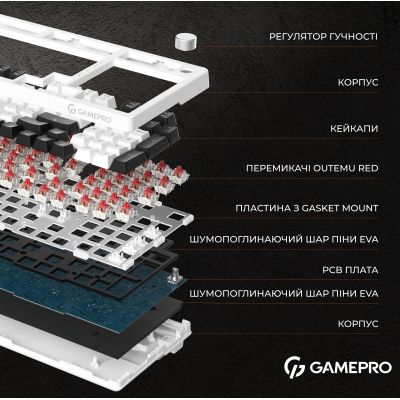  GamePro MK170B Hot-Swap Red Swich RGB USB UA Black (MK170B) -  6