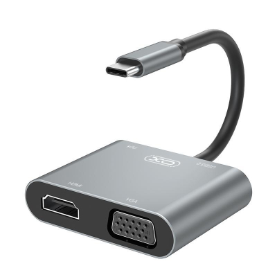  XO 4-in-1 Dock USB-C (HDMI/VGA/USB3.0/USB-C PD) (XO-HUB001SL) -  1