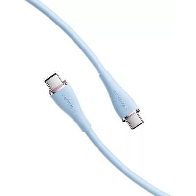   USB-C to USB-C 2.0m USB2.0 100W (20V/5A) Light Blue Silicone Vention (TAWSH) -  2