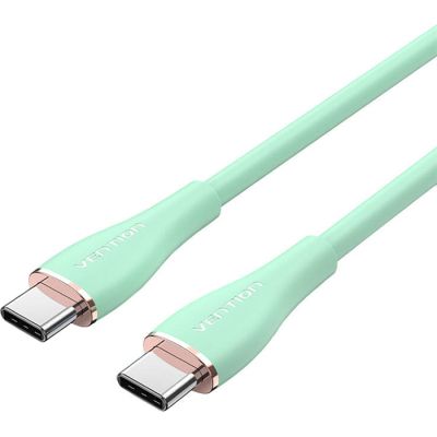   USB-C to USB-C 2.0m USB2.0 100W (20V/5A) Light Green Silicone Vention (TAWGH) -  1