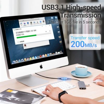   USB-C 3.1 M/F 1.0m 60W (20V/3A) 4K60HZ Thunderbolt 3 Vention (TABHF) -  5