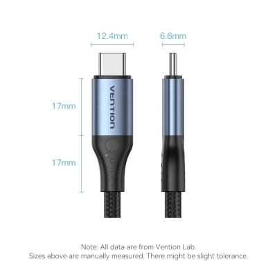   USB-C to USB-C 1.0m USB4.0 240W (50V/5A) 8K60Hz Thunderbolt 4 Gray Aluminum Alloy Vention (TAVHF) -  2