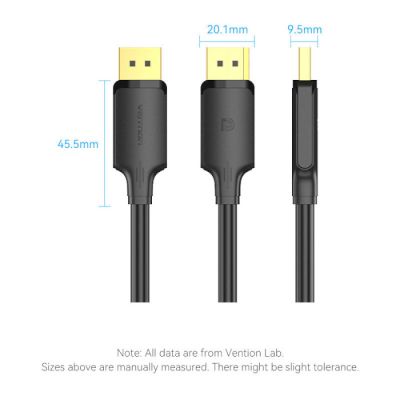   DisplayPort to DisplayPort 1.5m V1.2 4K 60Hz 3D Dolby 7.1 Vention (HAKBG) -  12