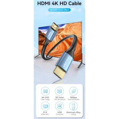   HDMI to HDMI 2.0m V2.0 4K 60Hz Aluminum Alloy Blue Vention (ALHSH) -  7