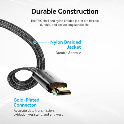   HDMI to HDMI 2.0m V2.1 8K 60Hz flat Vention (ALKBH) -  3