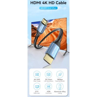   HDMI to HDMI 5.0m V2.0 4K 60Hz Aluminum Alloy Blue Vention (ALHSJ) -  7