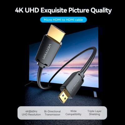   HDMI to Micro HDMI 1.5m V2.0 4K 60Hz 18Gbps HDR Dolby Vention (AGIBG) -  5