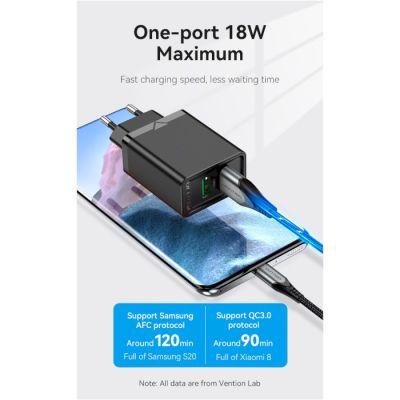   Vention 2xUSB 36W (2xUSB-A) QC3.0 black (FBAB0-EU) -  10