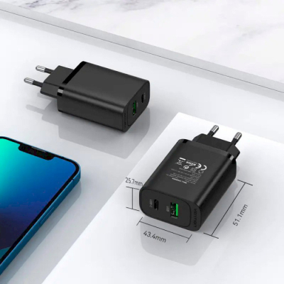   Vention 2xUSB 38W (USB-C+USB-A) PD+QC3.0 black (FBIB0-EU) -  10