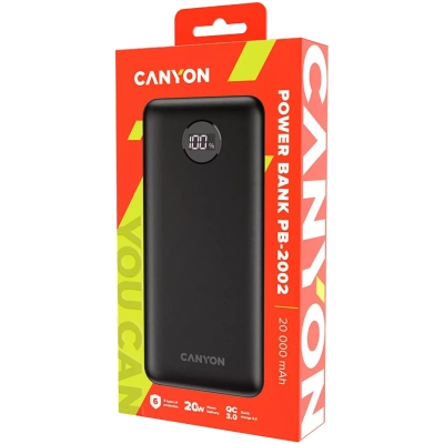   Canyon PB-2002 20000mAh, PD/20W, QC/3.0, Black (CNE-CPB2002B) -  4