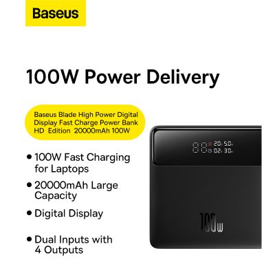   Baseus Blade HD 20000mAh PD/100W, Black (PPBL000101 / PPBLD100HD) -  2