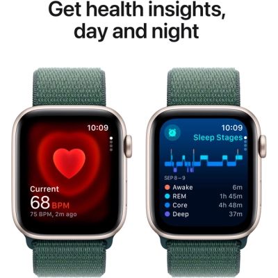 - Apple Watch SE 2024 GPS 44mm Starlight Aluminium Case with Lake Green Sport Loop (MXEW3QH/A) -  5