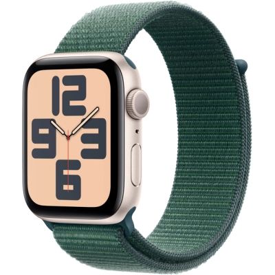 - Apple Watch SE 2024 GPS 44mm Starlight Aluminium Case with Lake Green Sport Loop (MXEW3QH/A) -  1