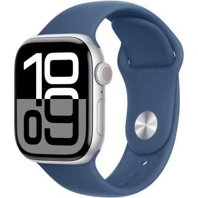 - Apple Watch Series 10 GPS 42mm Silver Aluminium Case with Denim Sport Band - S/M (MWWA3QH/A) -  1