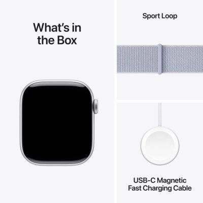 - Apple Watch Series 10 GPS 42mm Silver Aluminium Case with Blue Cloud Sport Loop (MWWD3QH/A) -  9