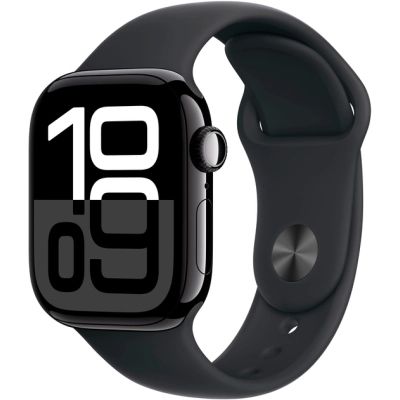 - Apple Watch Series 10 GPS 42mm Jet Black Aluminium Case with Black Sport Band - S/M (MWWE3QH/A) -  1