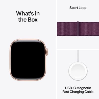 - Apple Watch Series 10 GPS 42mm Rose Gold Aluminium Case with Plum Sport Loop (MWWK3QH/A) -  9