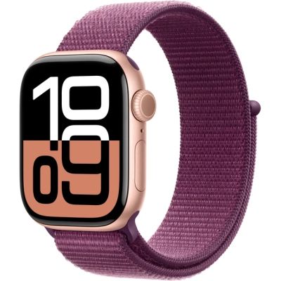 - Apple Watch Series 10 GPS 42mm Rose Gold Aluminium Case with Plum Sport Loop (MWWK3QH/A) -  1